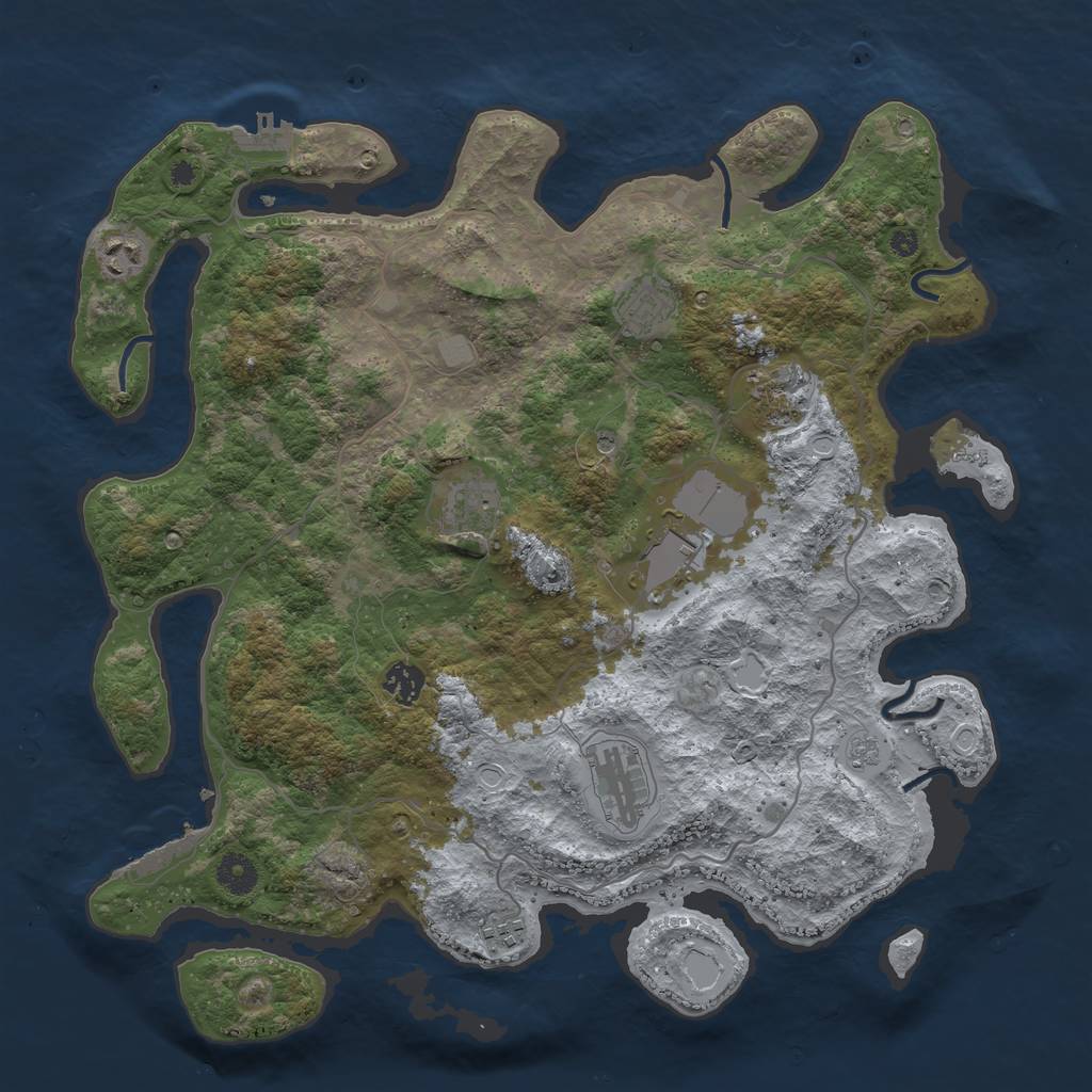 Rust Map: Procedural Map, Size: 4000, Seed: 1017233300, 17 Monuments