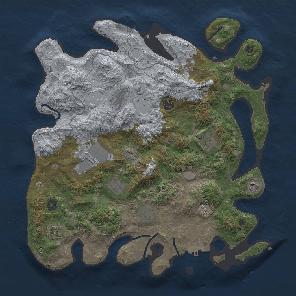 Rust Map: Procedural Map, Size: 4000, Seed: 420420, 18 Monuments