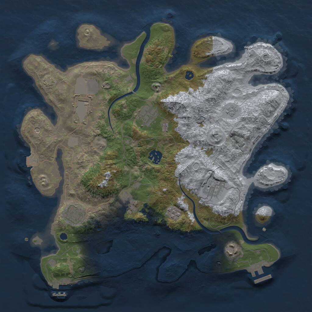Rust Map: Procedural Map, Size: 3500, Seed: 3756454, 14 Monuments