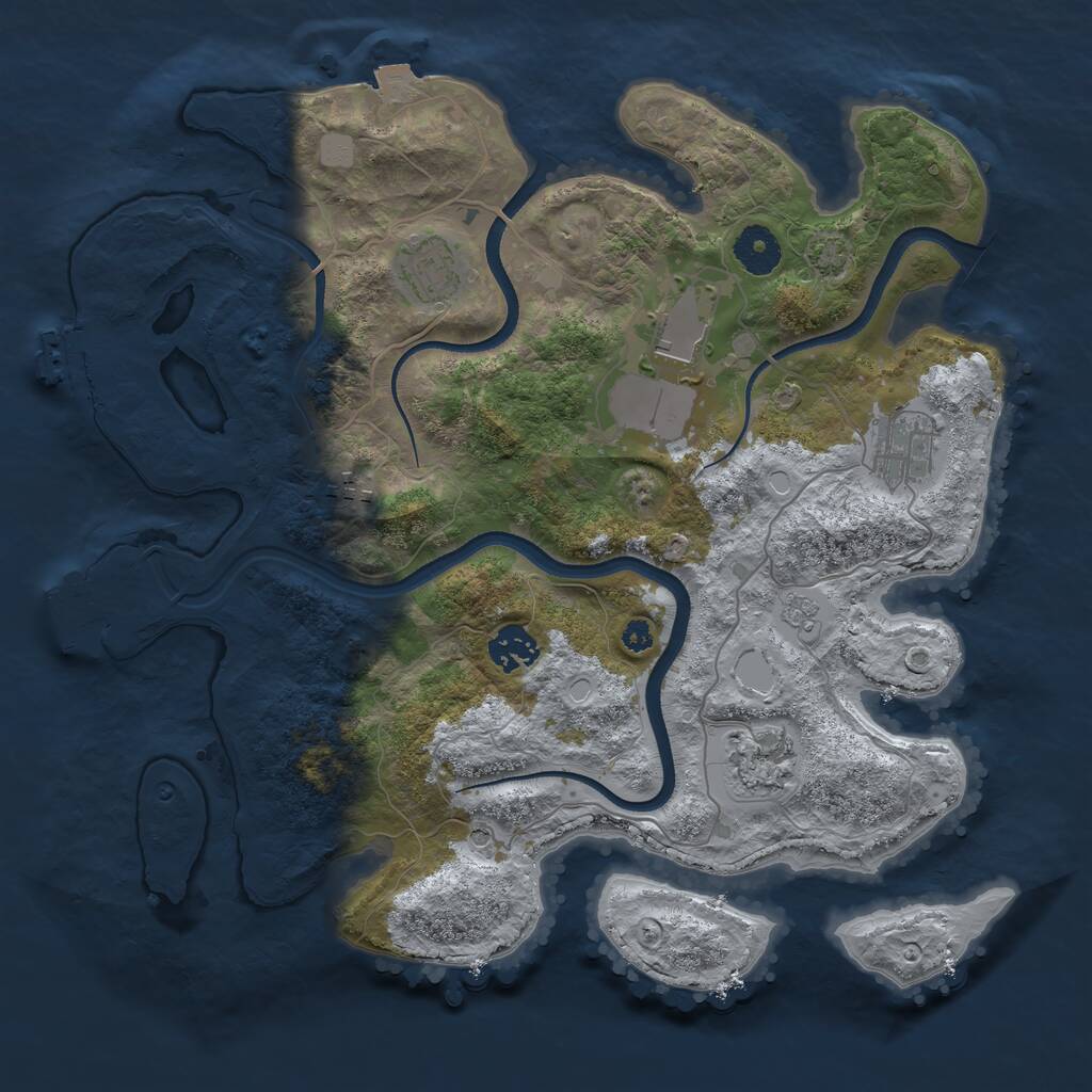Rust Map: Procedural Map, Size: 3500, Seed: 3503329, 12 Monuments