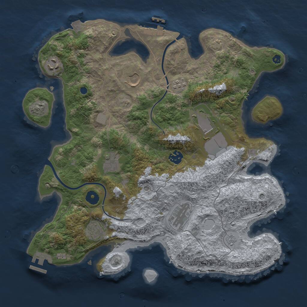 Rust Map: Procedural Map, Size: 3500, Seed: 12562327, 14 Monuments
