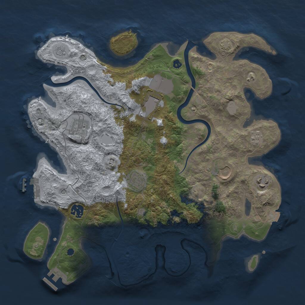 Rust Map: Procedural Map, Size: 3500, Seed: 79181563, 13 Monuments