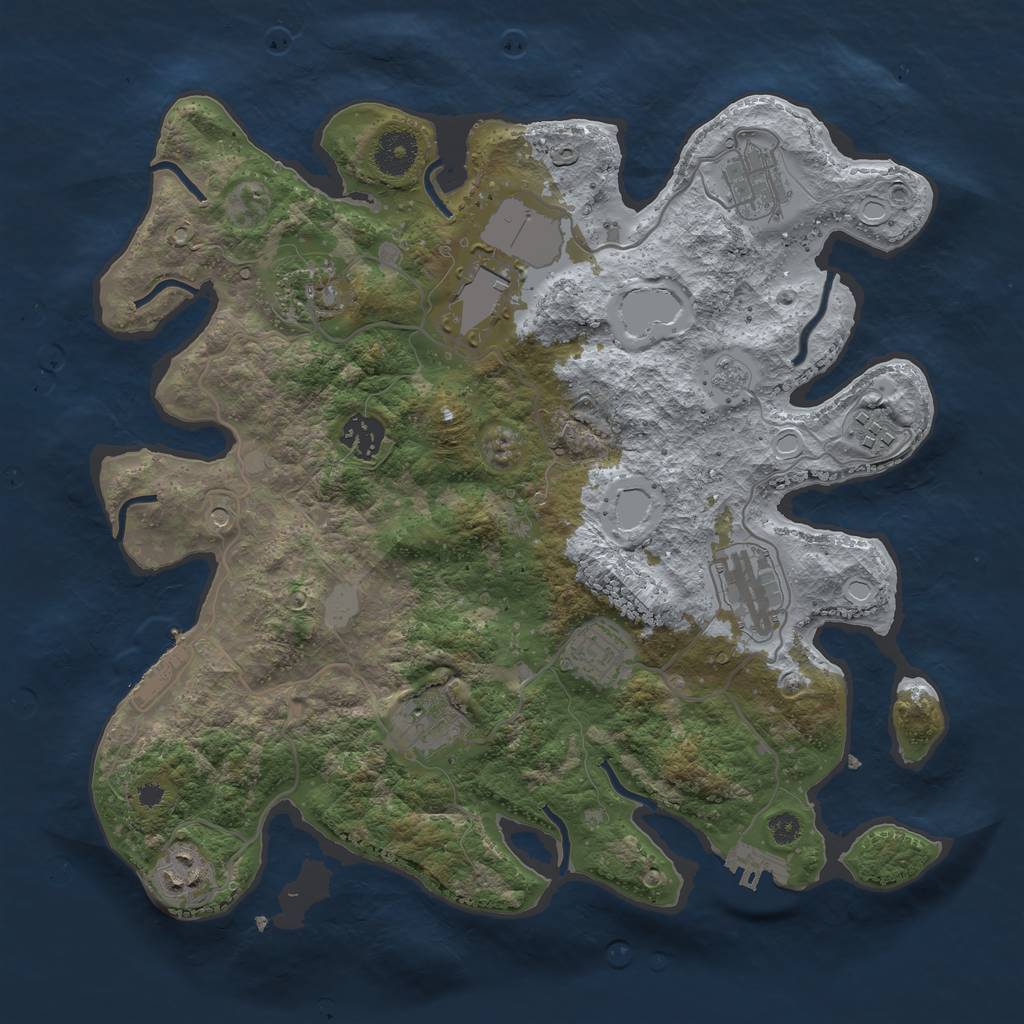 Rust Map: Procedural Map, Size: 3500, Seed: 1768144, 18 Monuments