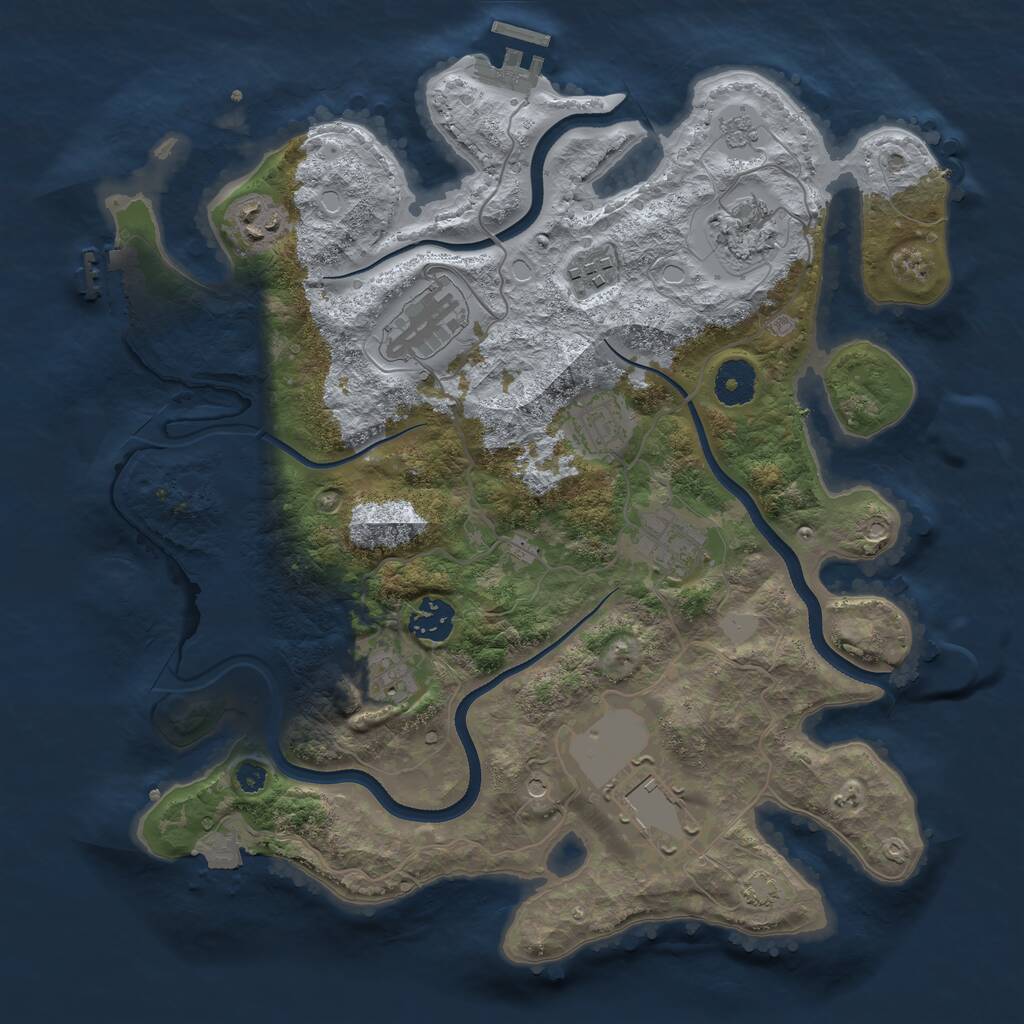 Rust Map: Procedural Map, Size: 3500, Seed: 77938413, 15 Monuments