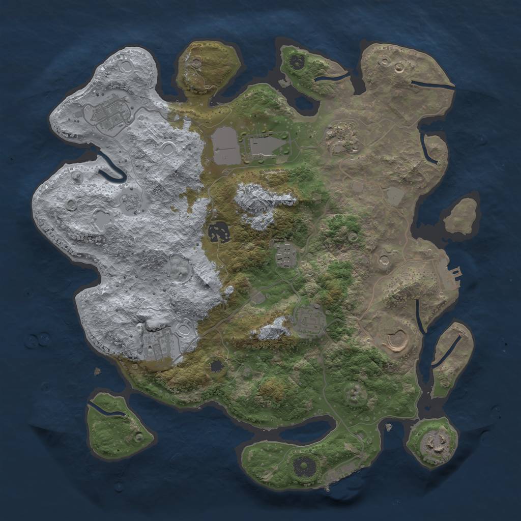 Rust Map: Procedural Map, Size: 3500, Seed: 65491824, 18 Monuments