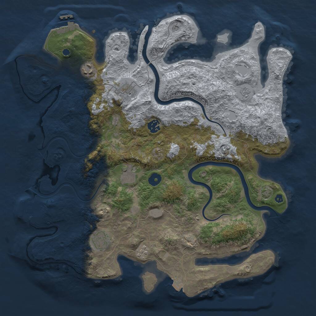 Rust Map: Procedural Map, Size: 3750, Seed: 74027728, 12 Monuments