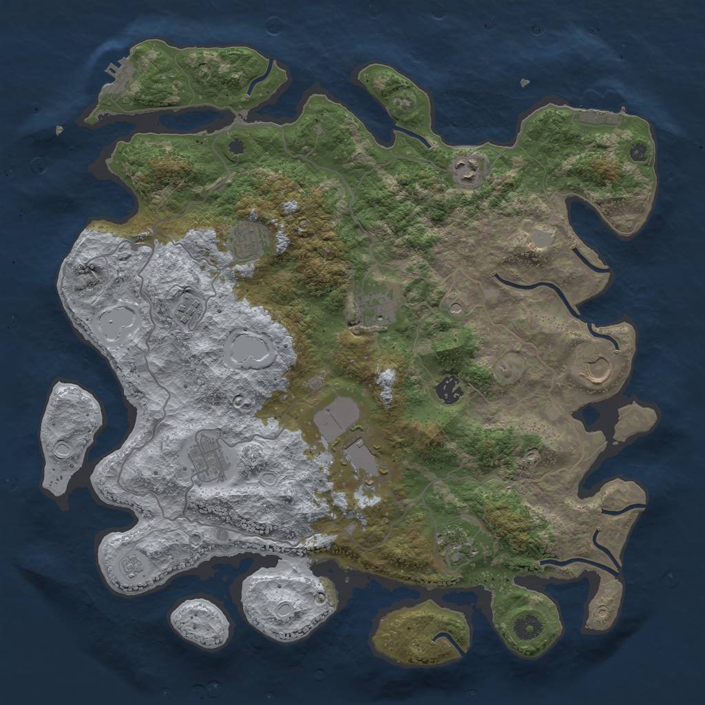 Rust Map: Procedural Map, Size: 4000, Seed: 8413548, 18 Monuments
