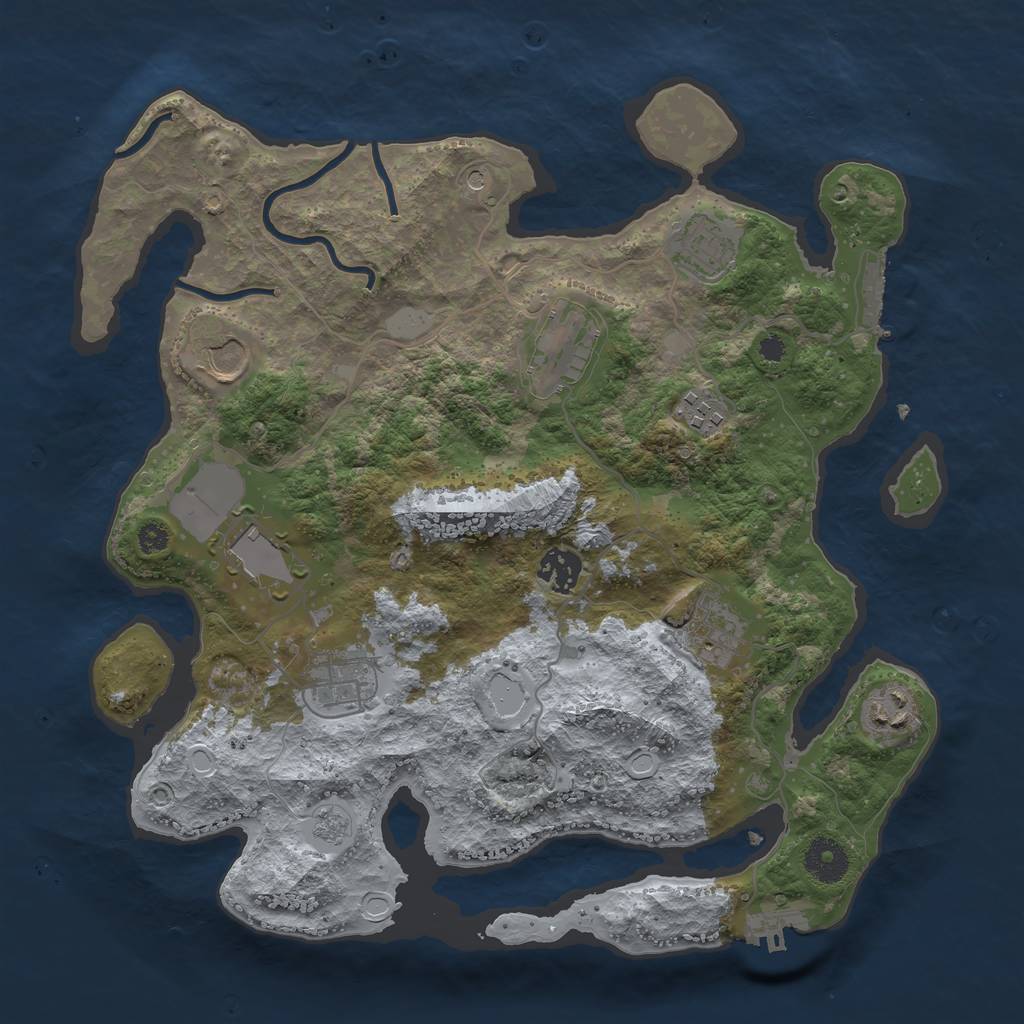 Rust Map: Procedural Map, Size: 3500, Seed: 51207478, 18 Monuments