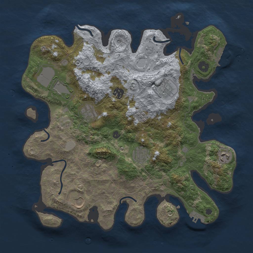 Rust Map: Procedural Map, Size: 3500, Seed: 39664562, 17 Monuments