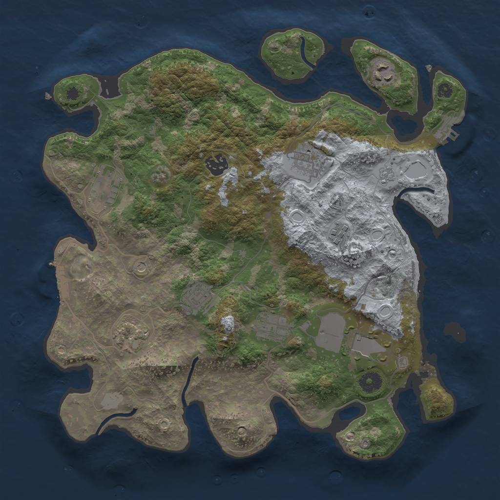 Rust Map: Procedural Map, Size: 3500, Seed: 83588705, 18 Monuments
