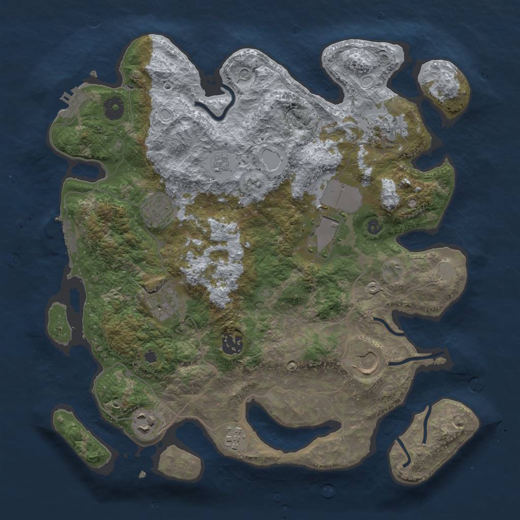 Rust Map: Procedural Map, Size: 3500, Seed: 27412556, 17 Monuments