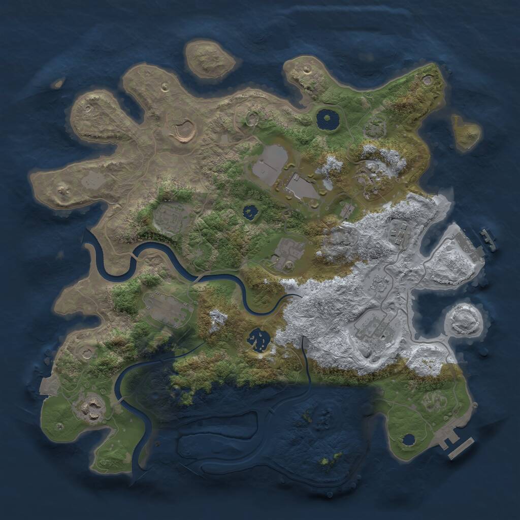 Rust Map: Procedural Map, Size: 3500, Seed: 70105158, 16 Monuments