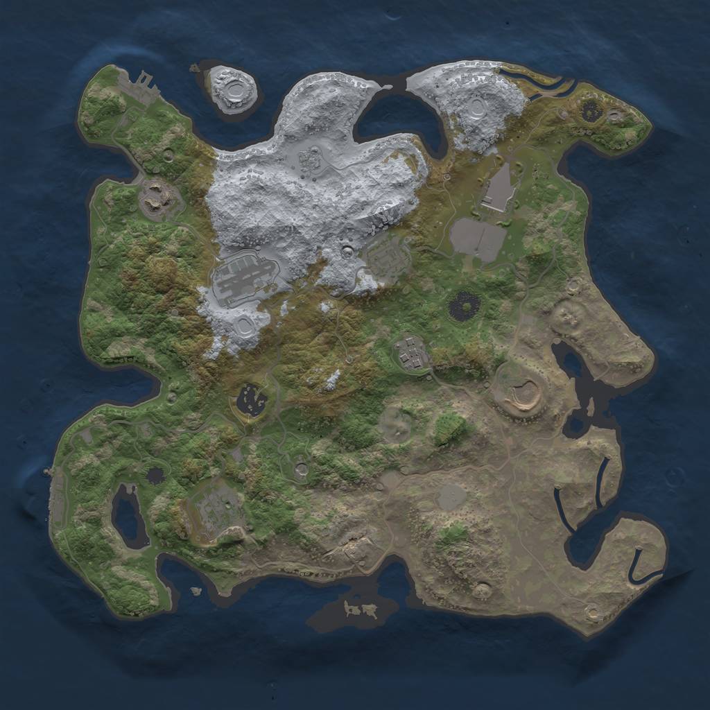 Rust Map: Procedural Map, Size: 3500, Seed: 32074106, 17 Monuments