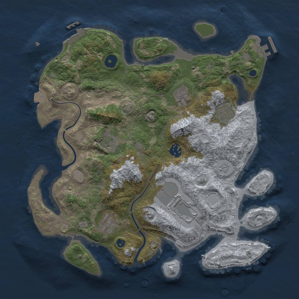 Rust Map: Procedural Map, Size: 3500, Seed: 29348079, 12 Monuments