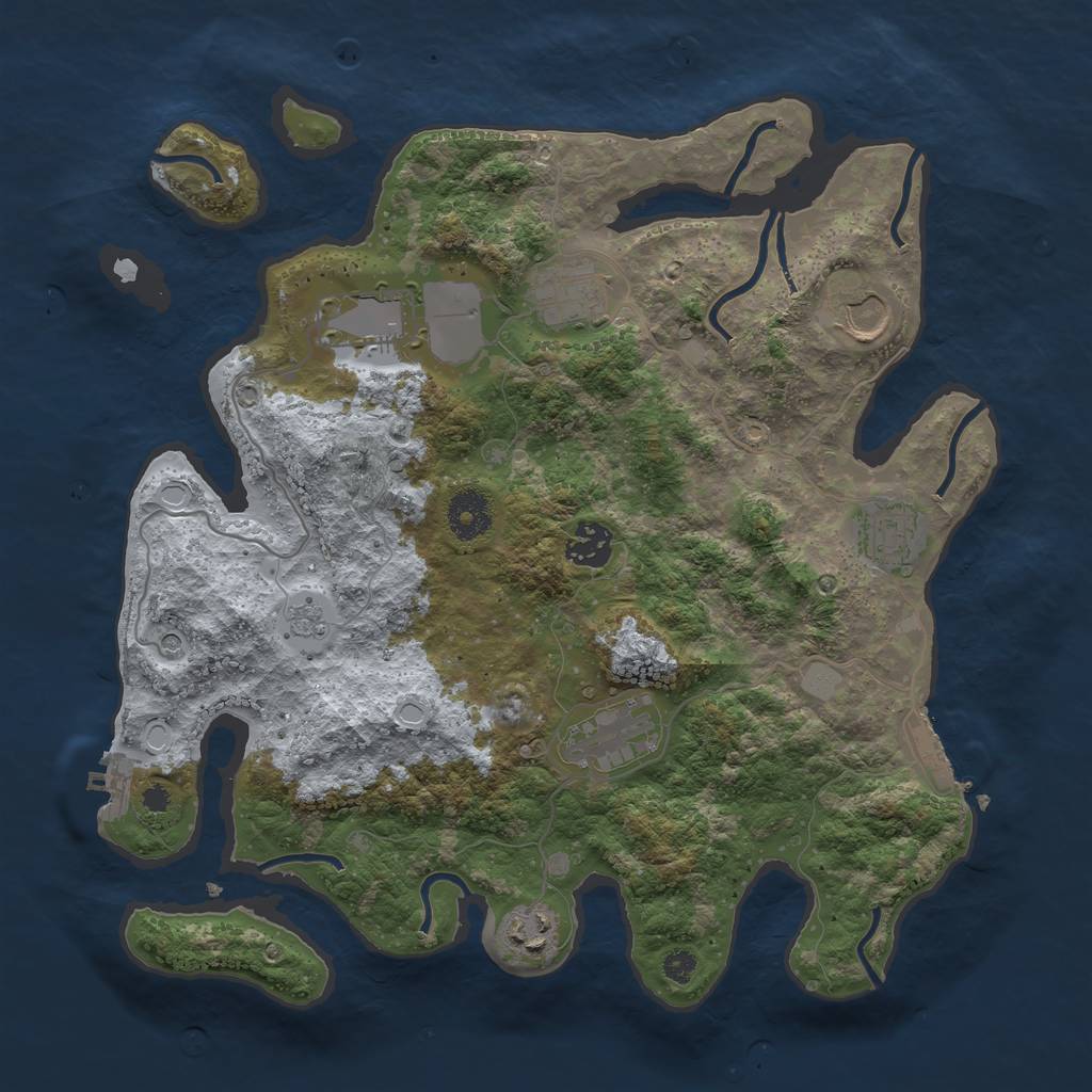 Rust Map: Procedural Map, Size: 3500, Seed: 94515284, 16 Monuments
