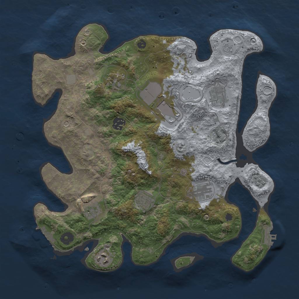 Rust Map: Procedural Map, Size: 3500, Seed: 30796767, 18 Monuments