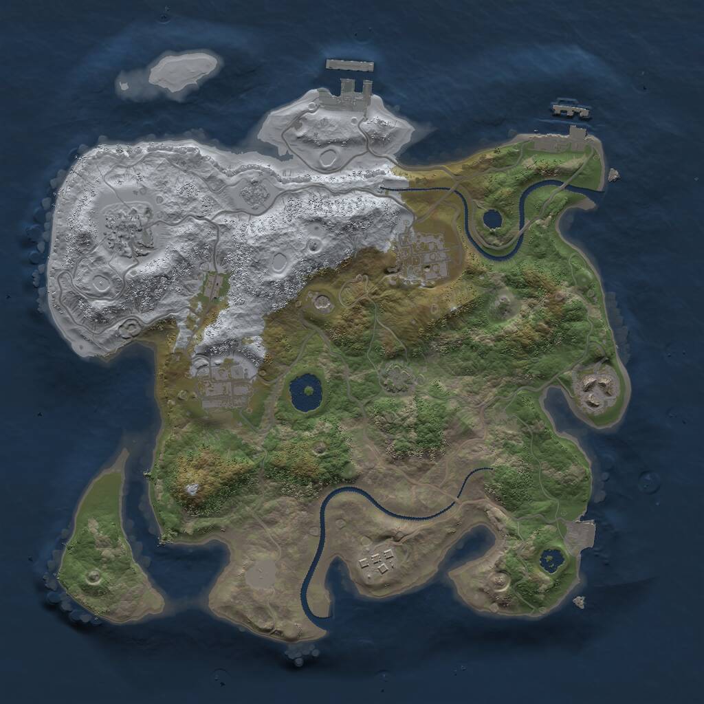 Rust Map: Procedural Map, Size: 3000, Seed: 4777, 11 Monuments
