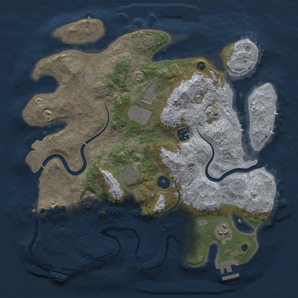 Rust Map: Procedural Map, Size: 3500, Seed: 24198336, 11 Monuments