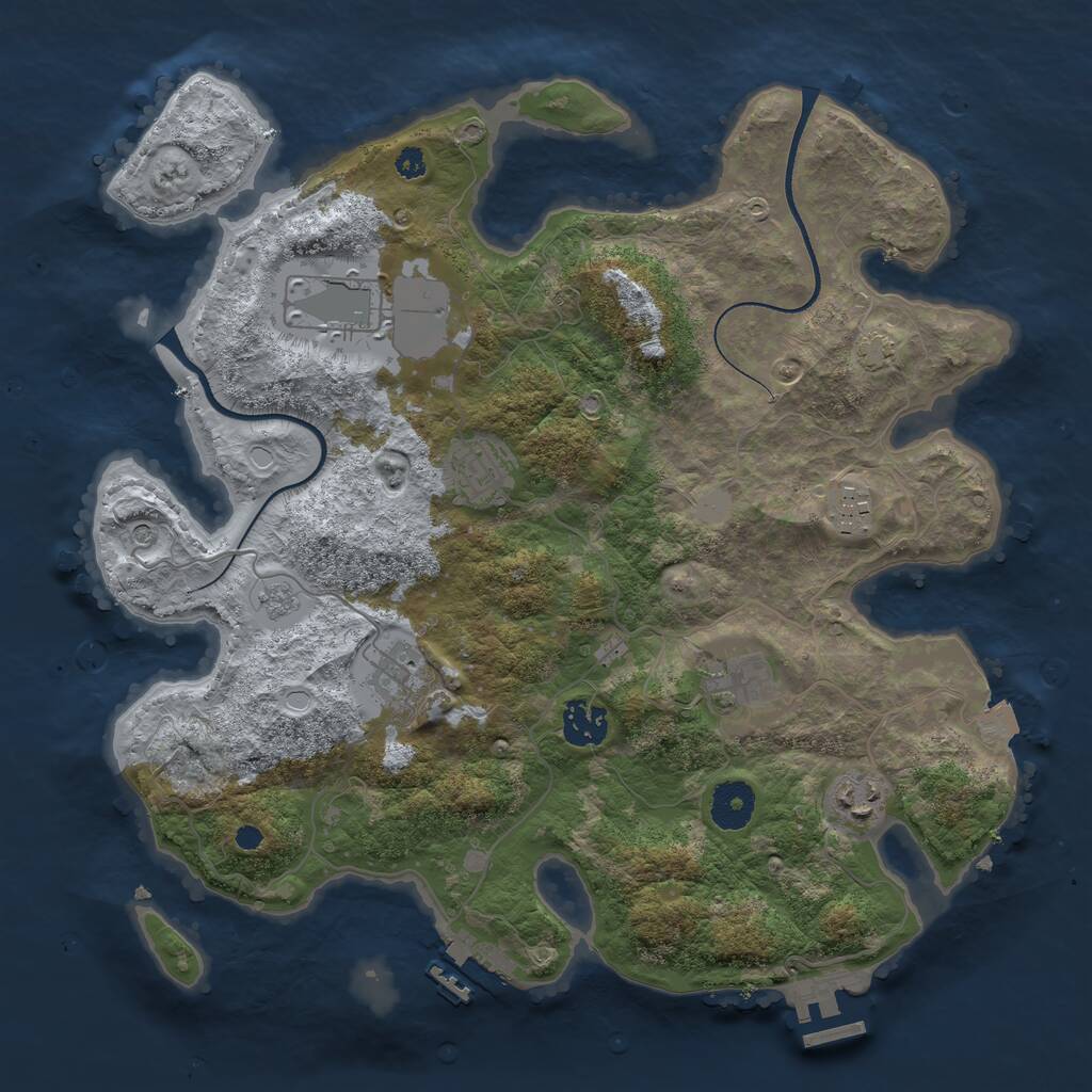 Rust Map: Procedural Map, Size: 3500, Seed: 65344057, 13 Monuments