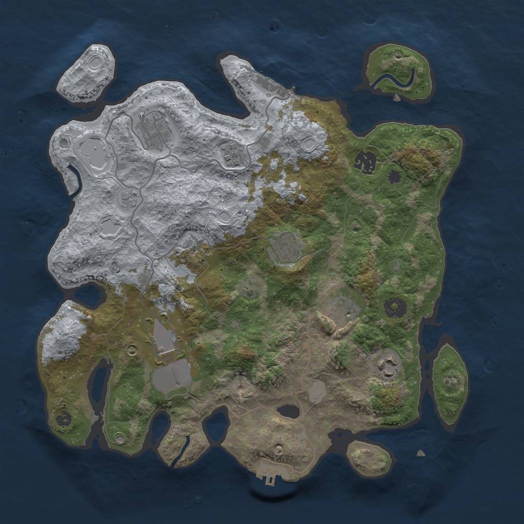 Rust Map: Procedural Map, Size: 3500, Seed: 26259508, 16 Monuments