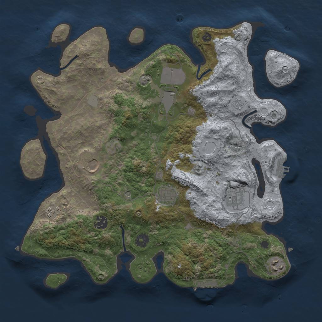Rust Map: Procedural Map, Size: 3500, Seed: 5196299, 16 Monuments