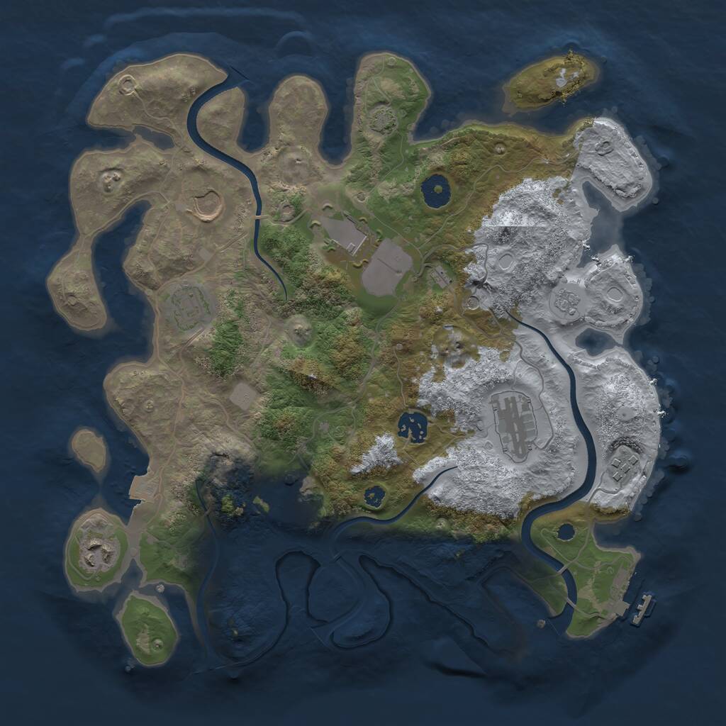Rust Map: Procedural Map, Size: 3500, Seed: 36939774, 13 Monuments