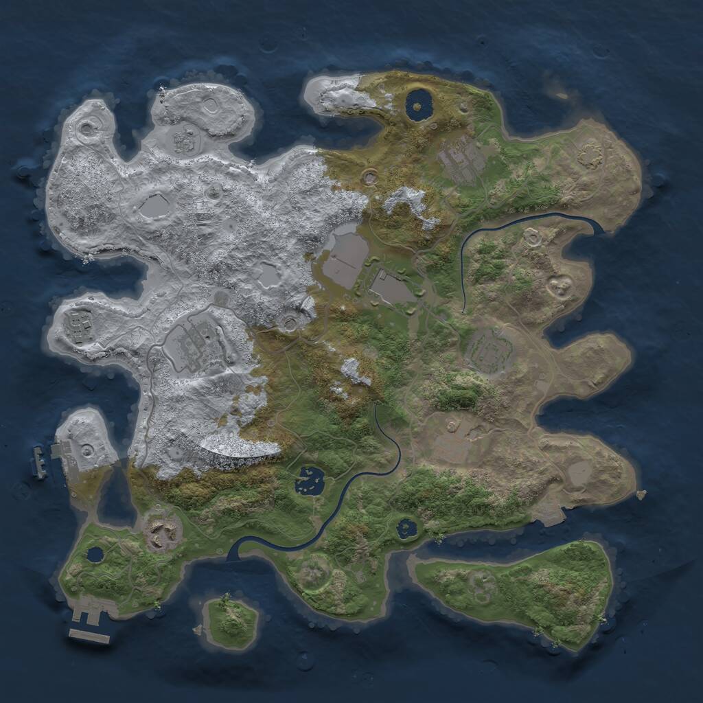 Rust Map: Procedural Map, Size: 3500, Seed: 93432959, 14 Monuments