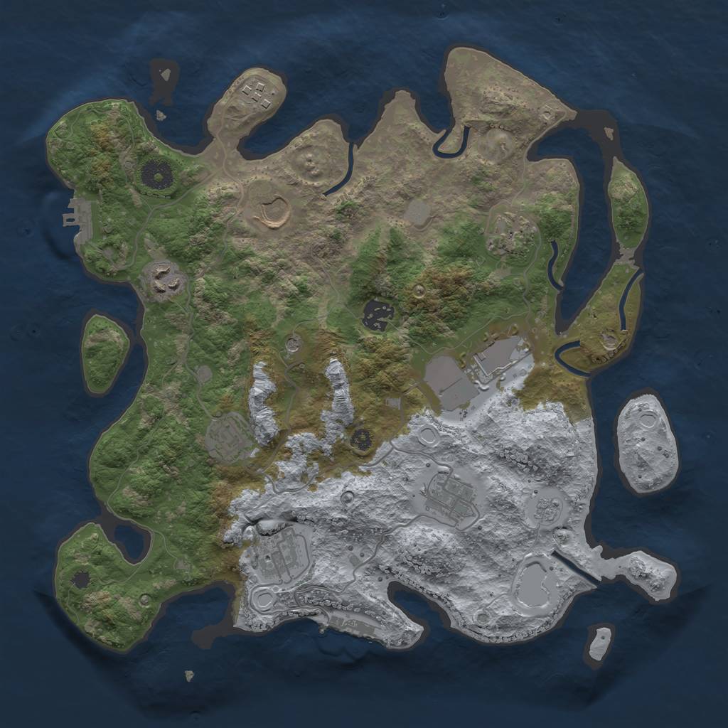 Rust Map: Procedural Map, Size: 3500, Seed: 58005315, 18 Monuments