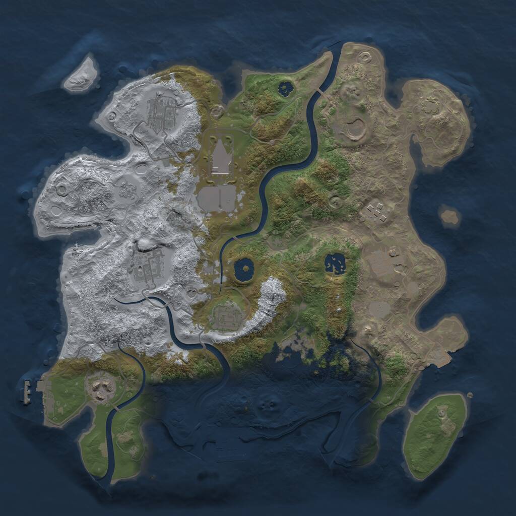 Rust Map: Procedural Map, Size: 3500, Seed: 22803205, 16 Monuments