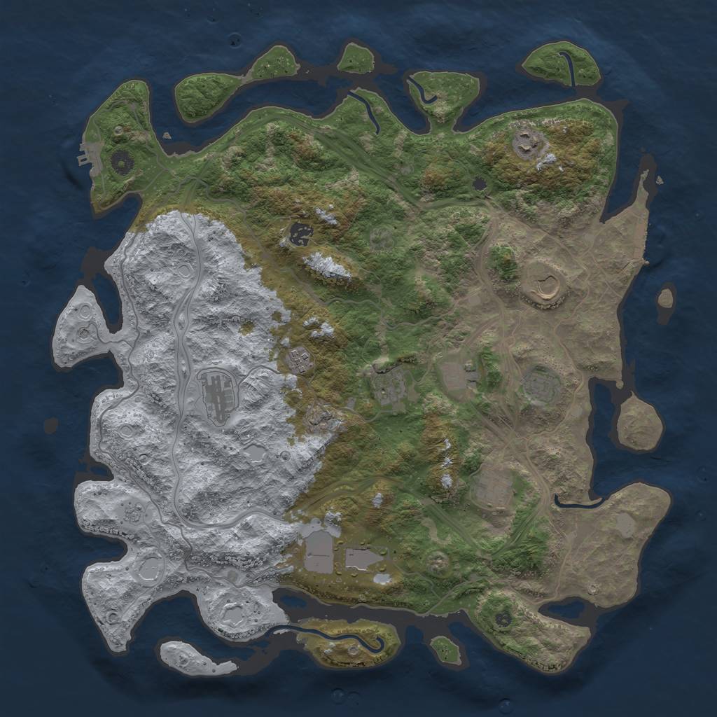 Rust Map: Procedural Map, Size: 4500, Seed: 1666, 19 Monuments