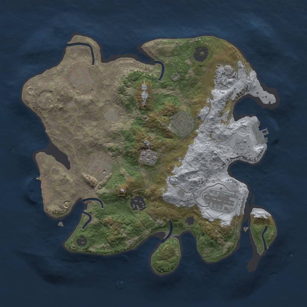 Rust Map: Procedural Map, Size: 3000, Seed: 2525, 15 Monuments
