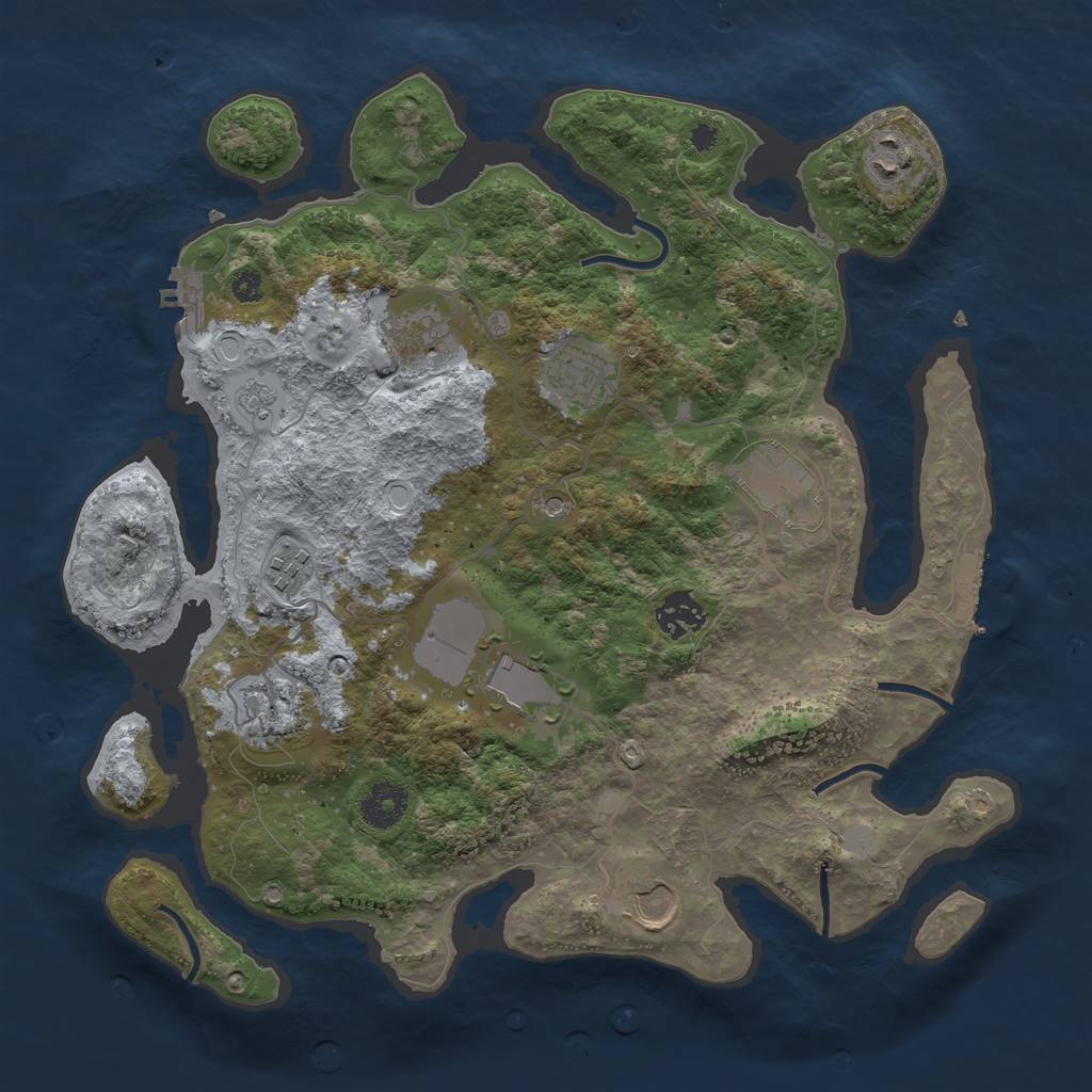 Rust Map: Procedural Map, Size: 3500, Seed: 29452883, 18 Monuments