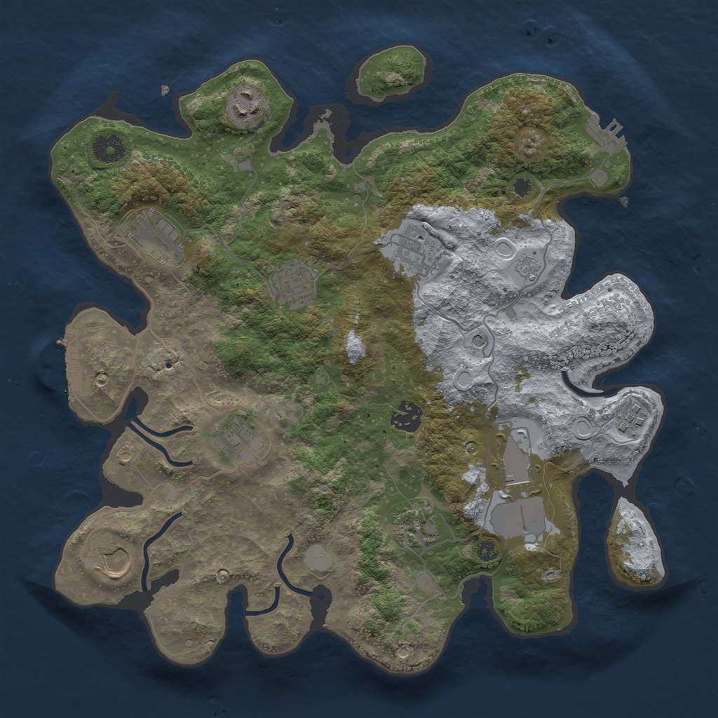 Rust Map: Procedural Map, Size: 3500, Seed: 28724402, 19 Monuments