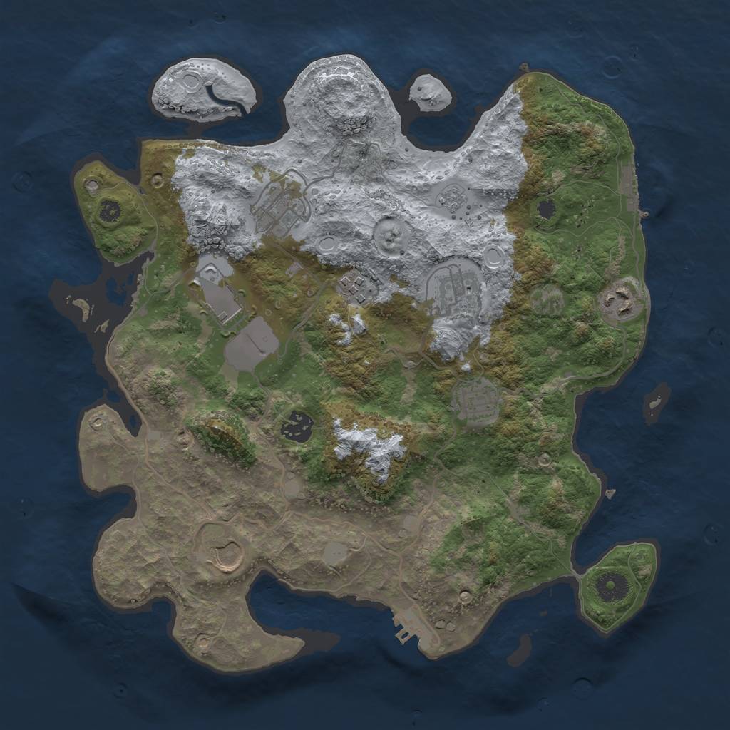 Rust Map: Procedural Map, Size: 3500, Seed: 46547199, 16 Monuments