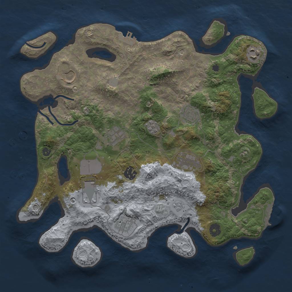 Rust Map: Procedural Map, Size: 3500, Seed: 44592598, 18 Monuments