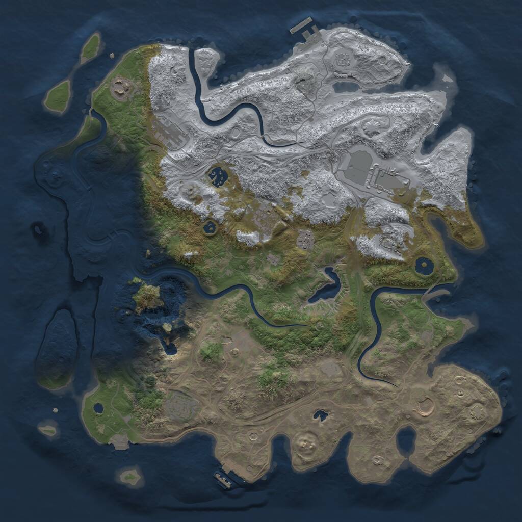 Rust Map: Procedural Map, Size: 4250, Seed: 611, 16 Monuments