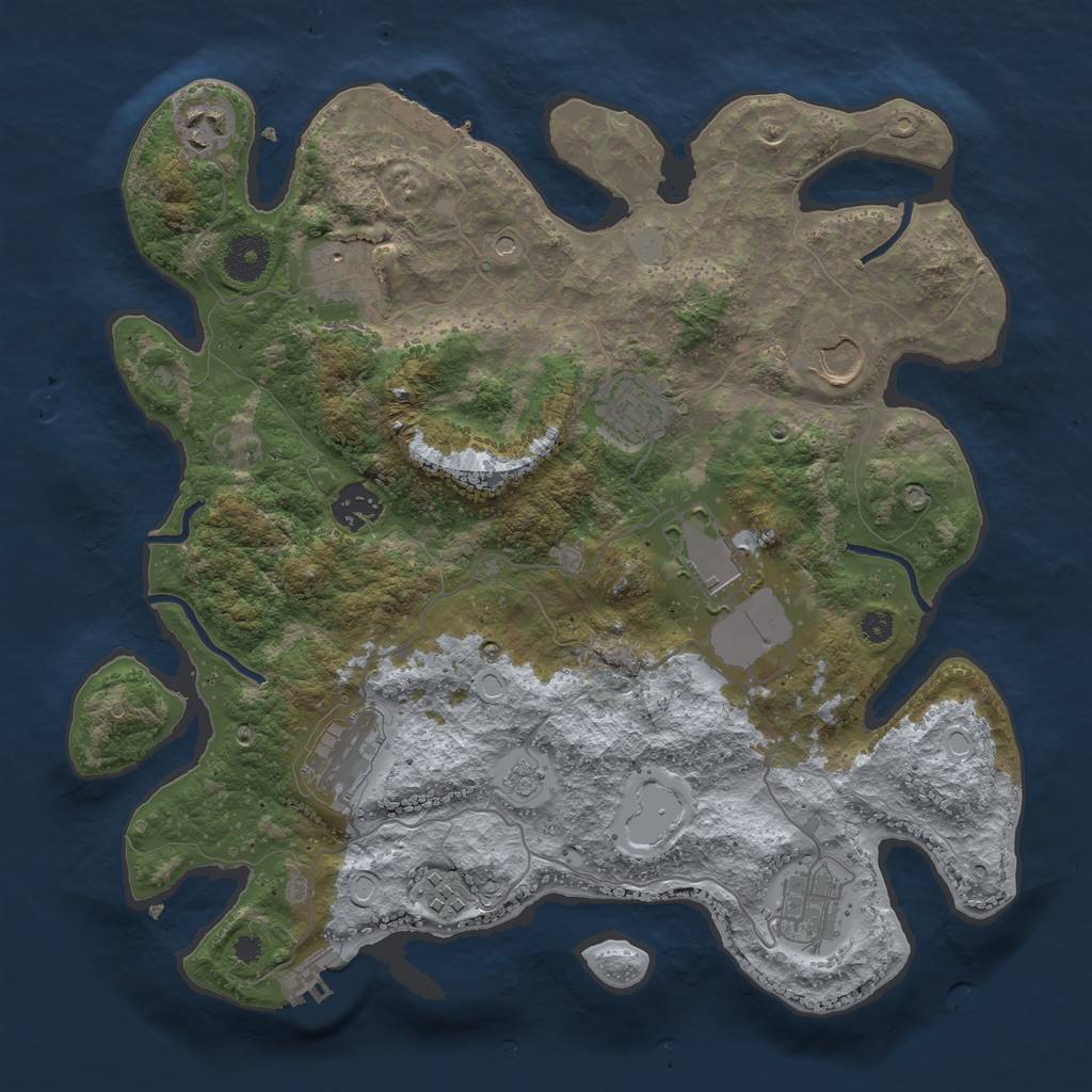 Rust Map: Procedural Map, Size: 3500, Seed: 27456742, 18 Monuments