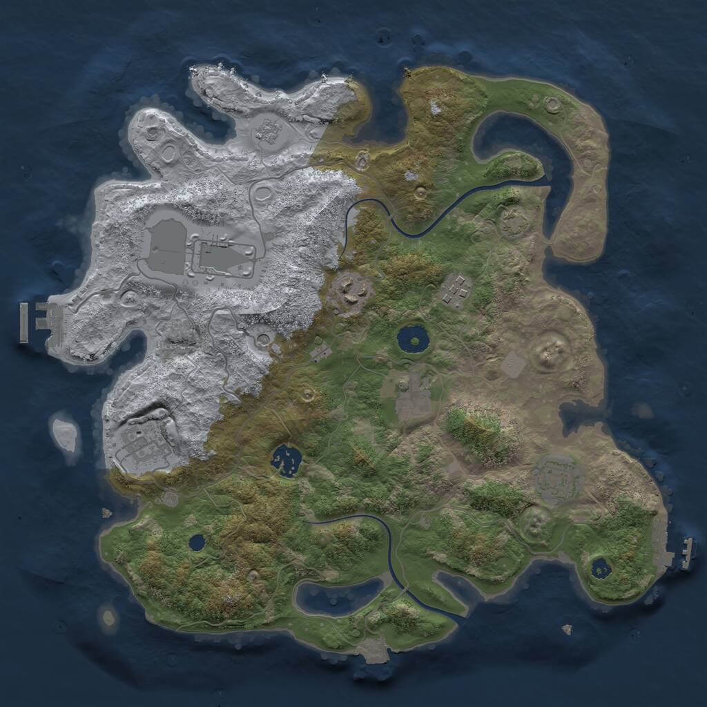 Rust Map: Procedural Map, Size: 3500, Seed: 50231627, 13 Monuments