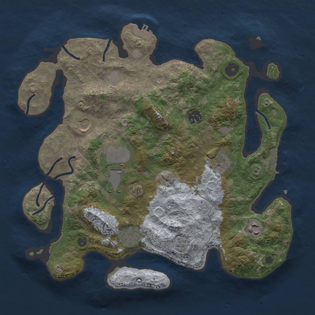 Rust Map: Procedural Map, Size: 3500, Seed: 17929524, 16 Monuments