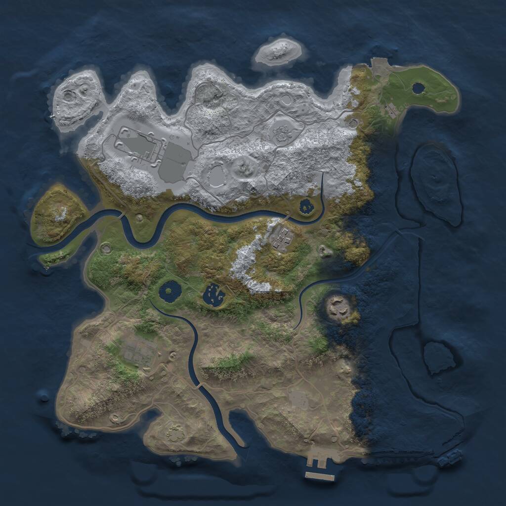 Rust Map: Procedural Map, Size: 3500, Seed: 45313943, 11 Monuments