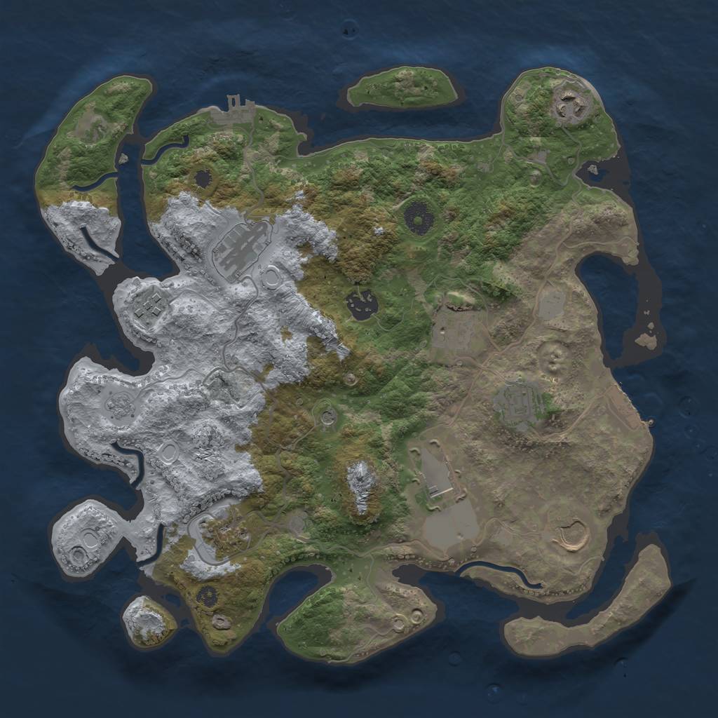 Rust Map: Procedural Map, Size: 3500, Seed: 83967502, 18 Monuments