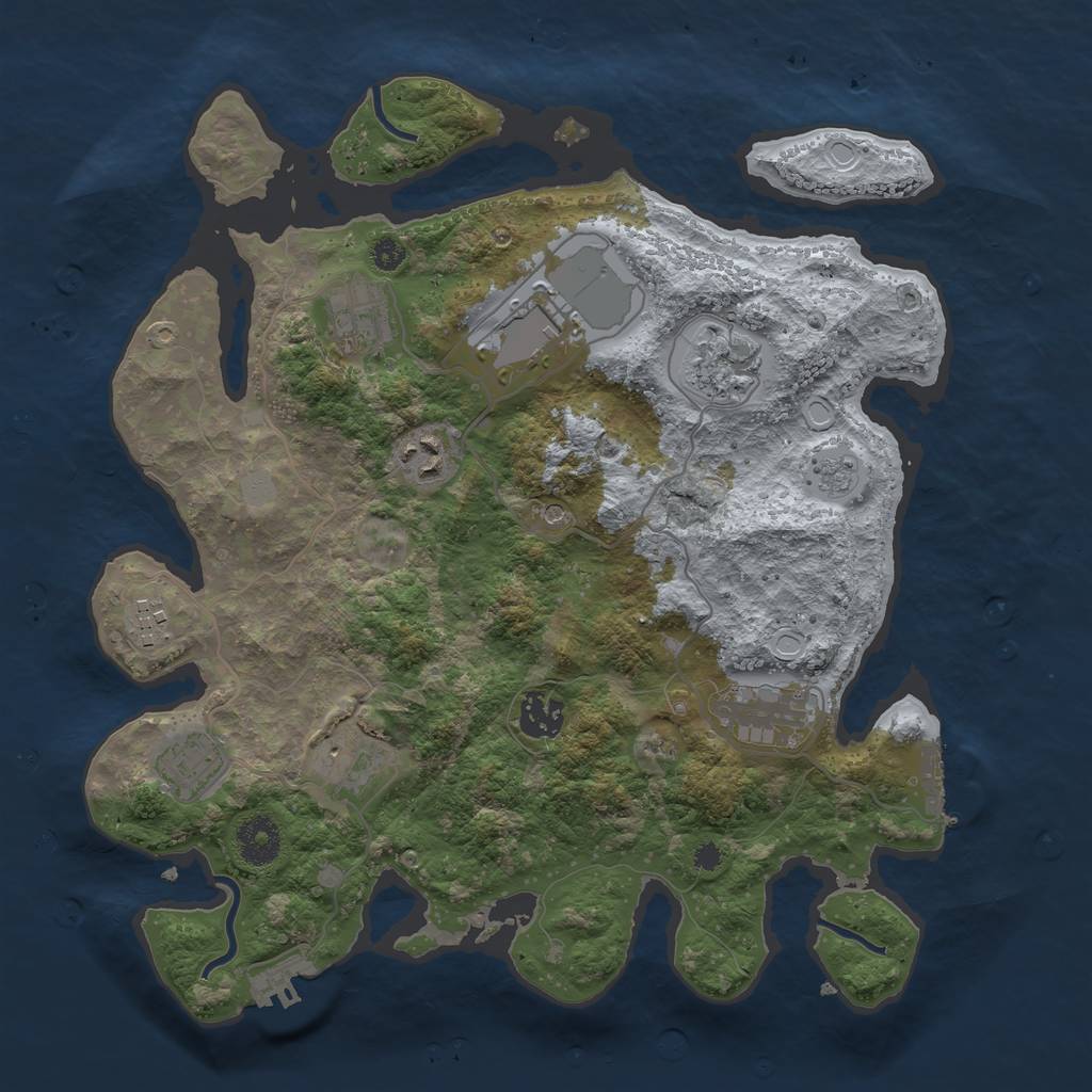 Rust Map: Procedural Map, Size: 3500, Seed: 7149736, 18 Monuments