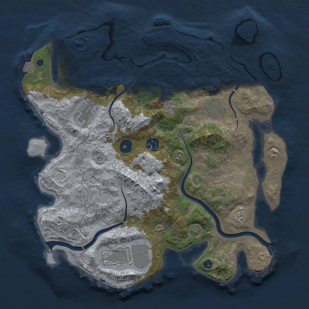 Rust Map: Procedural Map, Size: 3500, Seed: 39981959, 10 Monuments