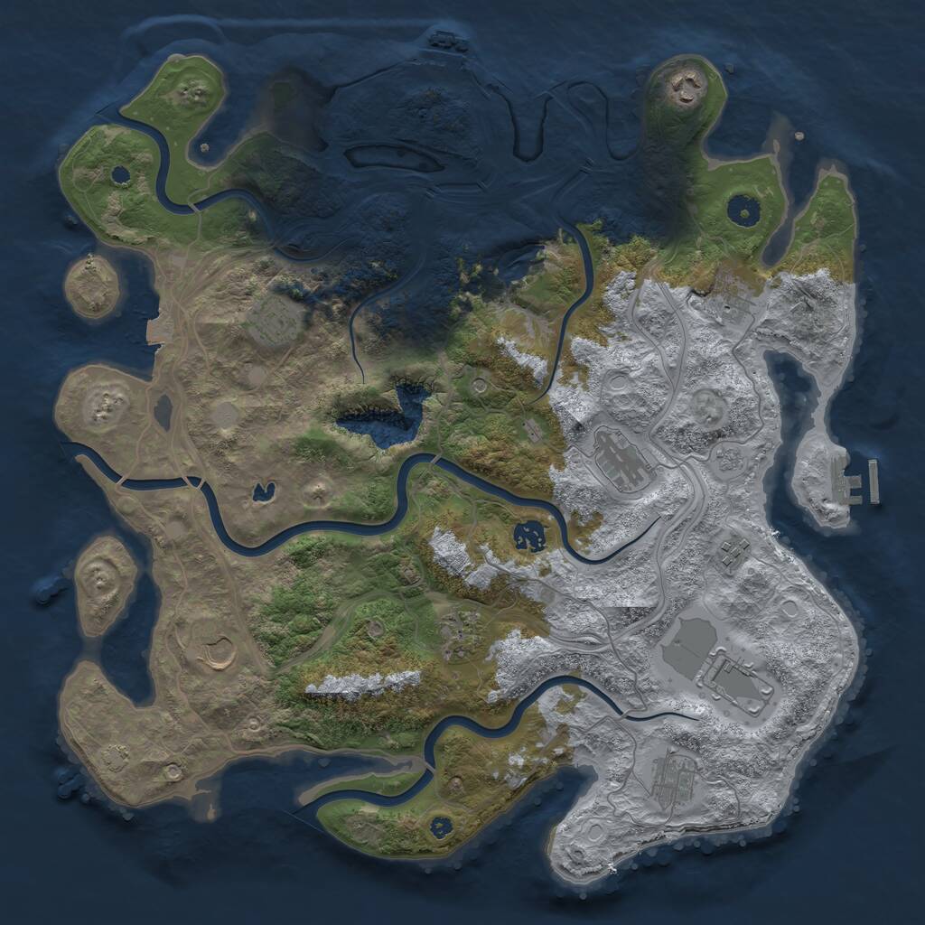 Rust Map: Procedural Map, Size: 4250, Seed: 1207795904, 16 Monuments