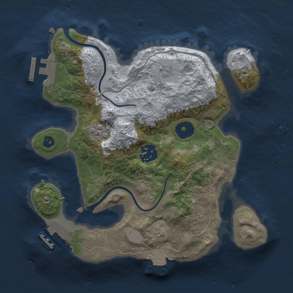 Rust Map: Procedural Map, Size: 2500, Seed: 173336775, 6 Monuments