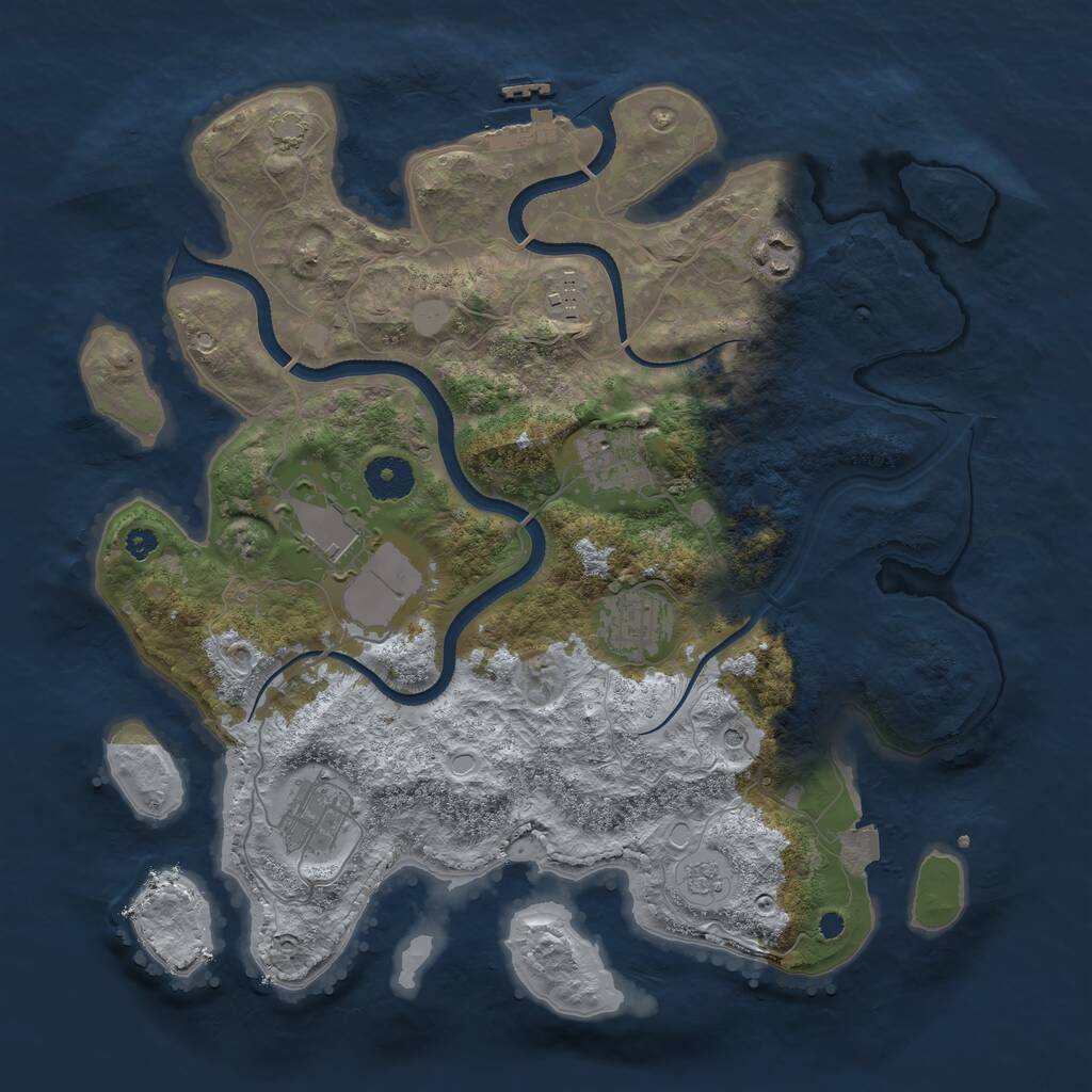 Rust Map: Procedural Map, Size: 3500, Seed: 33945428, 11 Monuments