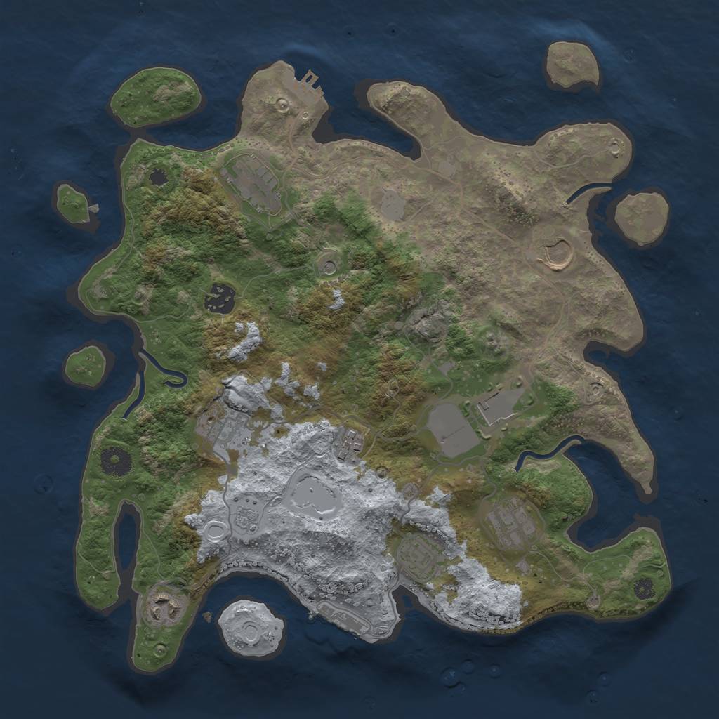 Rust Map: Procedural Map, Size: 3500, Seed: 34108135, 18 Monuments