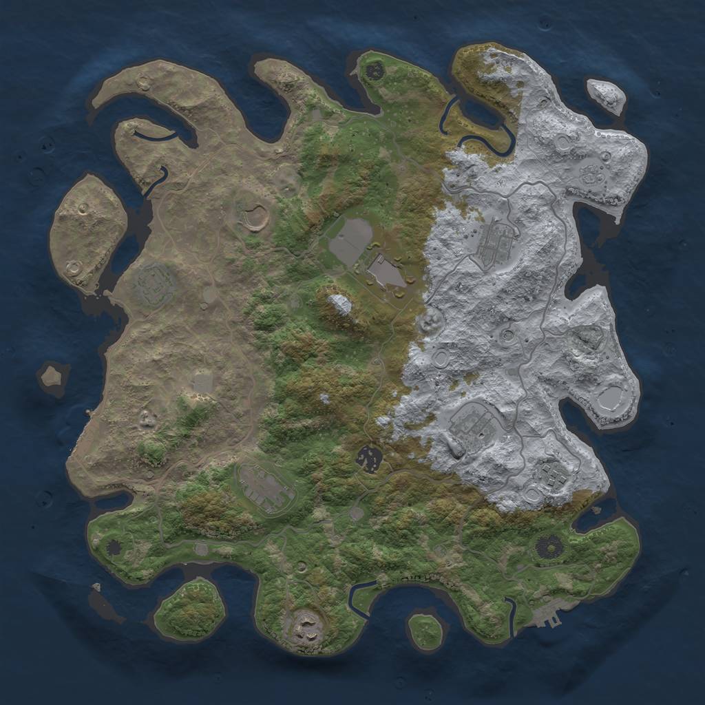 Rust Map: Procedural Map, Size: 4000, Seed: 1603709880, 18 Monuments