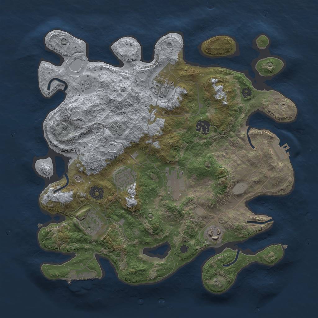 Rust Map: Procedural Map, Size: 3300, Seed: 29691, 16 Monuments
