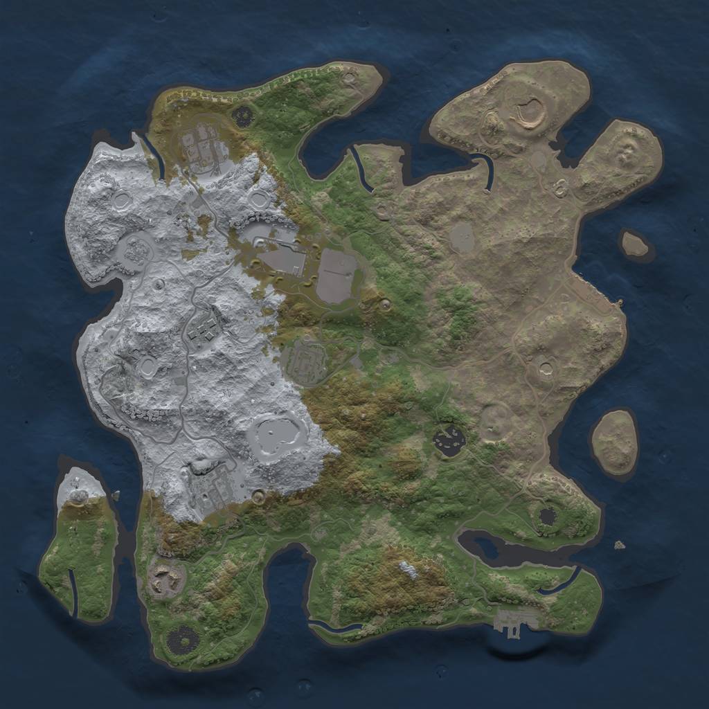 Rust Map: Procedural Map, Size: 3500, Seed: 88457994, 17 Monuments